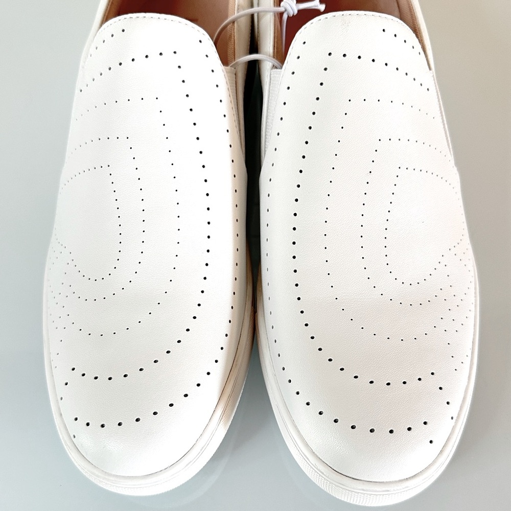 Kate Spade NEW Azores Leather Sneaker 10 White + Rose Slip-On minimalist